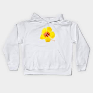 Yellow Hibiscus with a white background Kids Hoodie